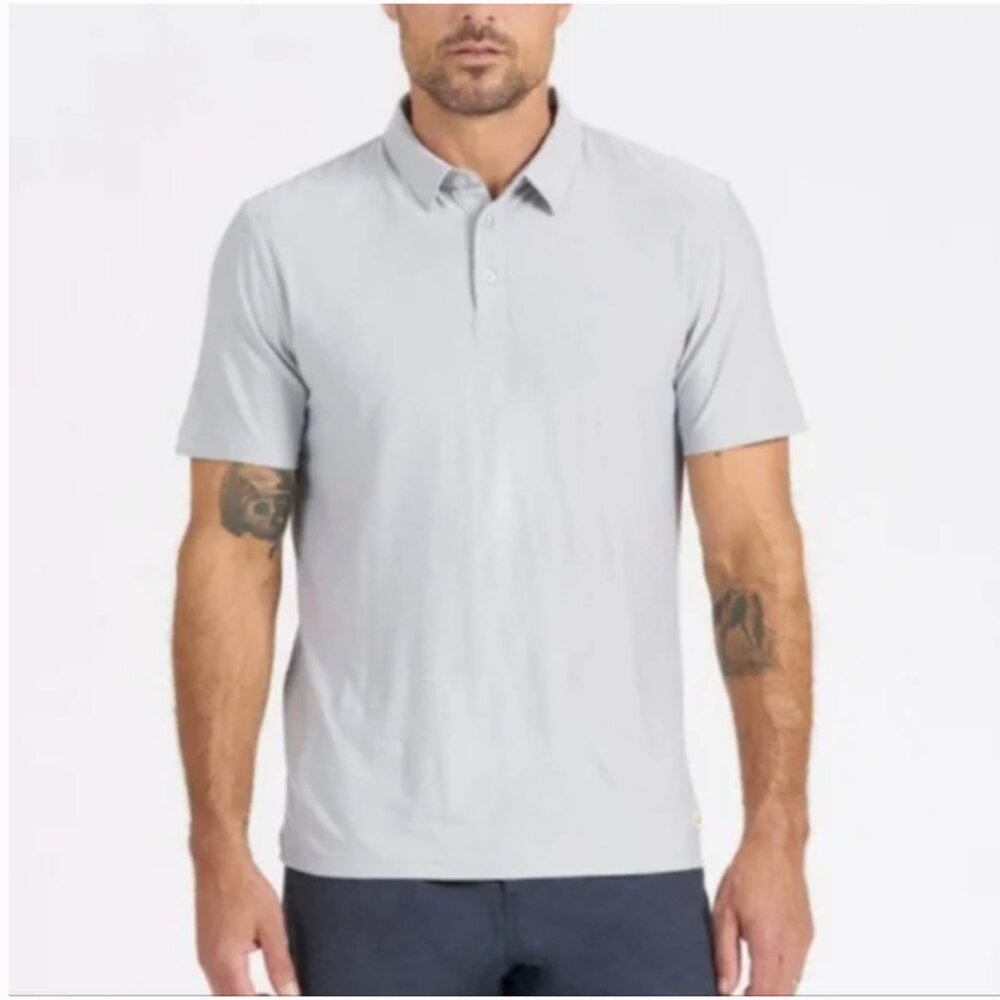 Vuori Mens Strato Tech Polo Platinum Heather S